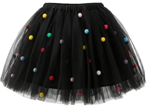 Konfetti Rock Damen Karneval Tüllrock Kurz Konfettirock Tüll Rock 80er 90er Jahre Tütü Rock Petticoat Unterrock Retro Mini Tüllrock Mini Skirt Ballett Tutu Tanzrock Fasching Kostüm