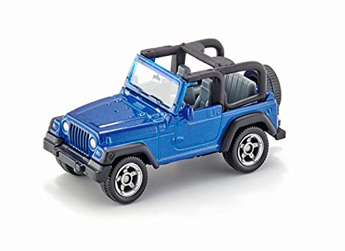 siku 1342, Jeeep Wrangler, Metallo e Plastica, Blu, Auto giocattolo per bambini, Gancio di traino