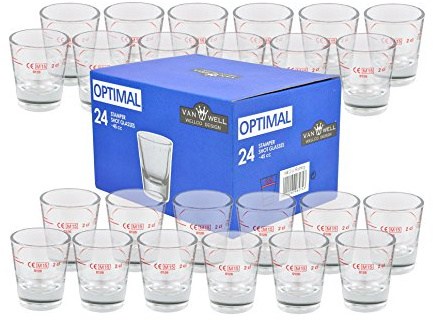 Van Well 24er Set Schnapsgläser Stamper Optimal mit Eichstrich 2cl Spirituosenglas Stamper