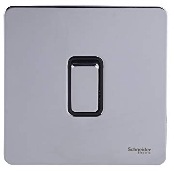 Schneider Electric GU2410BPC Ultimate Placa plana sin tornillos, interruptor de 2 polos, 1 banda, cromado