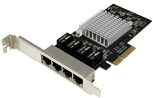 StarTech.com 4 Port PCIe Network Card - RJ45 Port - Intel i350 Chipset - Ethernet Server / Desktop Network Card - Dual Gigabit NIC Card (ST4000SPEXI)