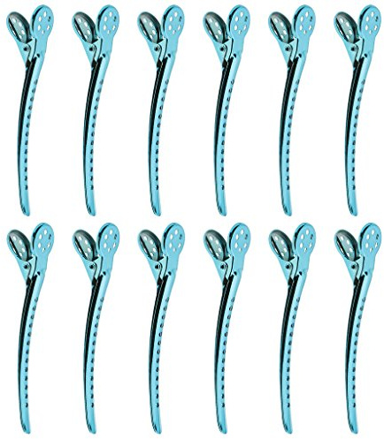 MagiDeal 12x/ Set aus aus Abteilklammern Friseur Abteil Clip Klammern Hair Clips Haarklammern DIY Haarclips, Hairdressing Salon Sectioning Clamps, Blau