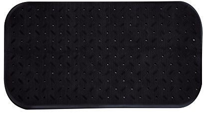 MSV Premium Duschmatte Badematte Badewannenmatte Badewanneneinlage antibakteriell rutschfest mit Saugnäpfen-Schwarz-duftet nach Rosen-ca. 36 x 76 cm-waschbar bei 60° Grad, Gummi, Black, Large