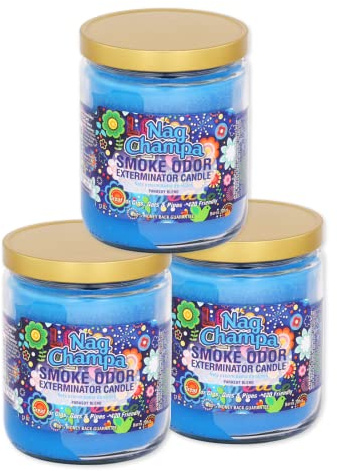 Smoke Odor Exterminator 13 oz Jar Candles Nag Champa, (3)