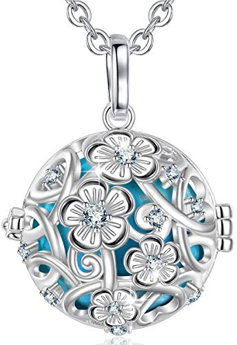 AEONSLOVE Llamador de Ángeles para Futuras Madres Collar Mujer Embarazada con Flores de Cerezo, 2 Cadenas