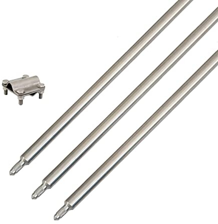 Tiefenerder Staberder Erdung Erder Ø 20 mm V4A Edelstahl Schlagspitze Klemme SDS (3m Set mit Klemme)