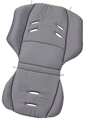 Gesslein Loop 012, Sitzauflage Kinderwagen & Buggy, universel, Wendeeinlage für Sommer & Winter, Tencel atmungsaktiv, Tupfen grau/weiß