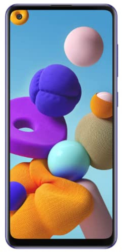 Samsung Galaxy A21s Smartphone, Display 6.5 HD+, 4 Fotocamere Posteriori, 32 GB Espandibili, RAM 3 GB, Batteria 5000 mAh, 4G, Dual Sim, Android 10, Blu
