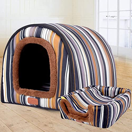 Extra großes Haustierhaus Hundebett mit Dach, Labrador, beruhigende Höhle, mittelgroß, waschbar, orthopädisches Kissen, Korbgeflecht, beheiztes Kissen, Anti-Angst,Jumbo, kleines Zelt, robust