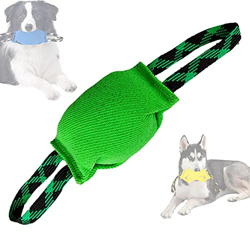 NC 1Pcs Hund Grobhanf Beißspielzeug mit 2 Griffen Jute Beißkissen Tauziehen & Training & Interaktives Spielen Hundespielzeug Hundeschlepper Hundetrainingsspielzeug