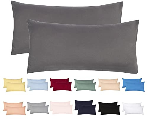 Livessa 2er Set Kissenbezug 40 x 80 cm -Verdeckter Reißverschluss an der Langen Seite, Kopfkissenbezug aus%100 Baumwolle Jersey Stoff, Ultra weich und atmungsaktiv, Oeko-Tex Zertifiziert