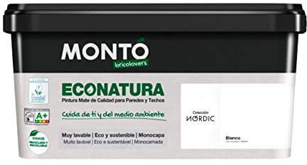 Montó Pintura Plástica Mate para Paredes y Techos. Ecológica y Sostenible. Econatura (4L, Blanco Kikert)