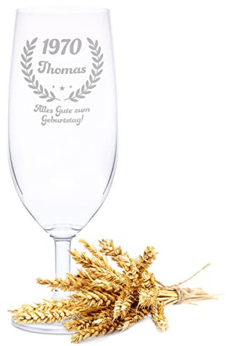 GRAVURZEILE Leonardo Bierglas mit Gravur - Geburtstagsbier - Personalisiert mit Name & Datum - Geschenk für Papa - Ideal als Geburtstagsgeschenk zum Geburtstag für Opa - 0,5l Farbe Geburtsjahr