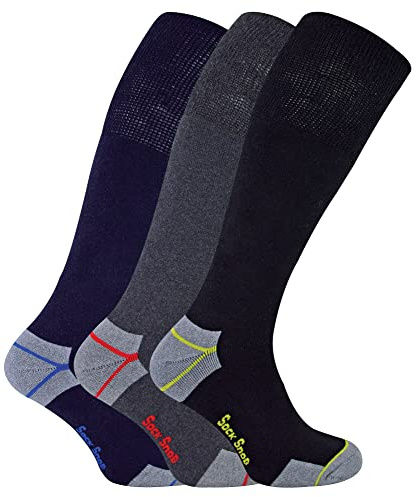 Sock Snob Mens Long Knee High Work Socks | 3 6 12 Pair Pack Options Heavy Duty Reinforced Heel Socks for Steel Toe Boots (6-11, 3 Pairs)