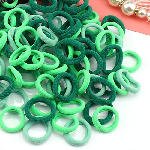 100 stycken elastiska hårsnoddar små, babyhårsnoddar, mjuka bomullsminihårband, utan metallhårgummin, hästsvans hållare perfekt för barn, spädbarn, små flickor, grön