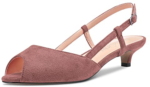 NobleOnly Femmes Aiguille Bas Kitten Talon Heel Ouvert Bout Slingback Sandales Slip-on Sexy Dress Mariage 3.5 CM Heels Chaussures
