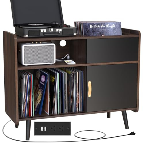 GDLF Record Player Stand with Vinyl Storage, Turntable Stand Cabinet