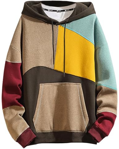 Zifipeoed Felpa Uomo con Cappuccio Colori a Contrasto Hoodies Sweatshirt Streetwear Hip Hop a Maniche Lunghe