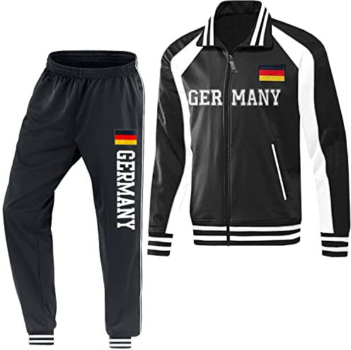 Blackshirt Company Deutschland Kinder Sport Trainingsanzug Fußball WM EM Fan Jogging Zweiteiler Schwarz Größe 92-98