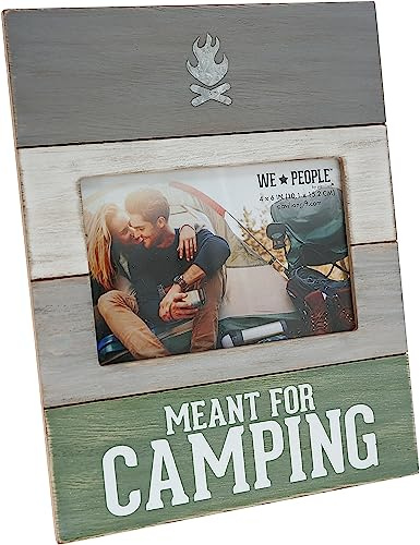 Pavilion - Meant For Camping- Textured Gray White Washed Wooden Picture Frame (Holds 4 x 6 inch Photo), Cabin Decor, Campfire, 1 Count (Pack of 1), 7.75 x 10