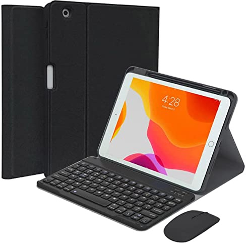 QYiiD Funda para iPad Mini con teclado compatible con iPad Mini 5/4, teclado inalámbrico desmontable y mouse inteligente con soporte para lápiz y mouse para iPad Mini 5/Mini 4, color negro