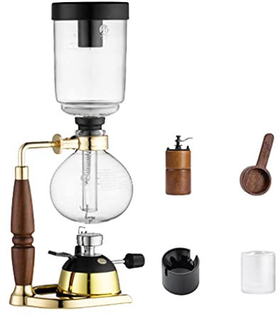 JITEM Coffee Maker Syphon Coffee Maker Manual Retro Vacuum Glass Siphon Pot Percolators 1-5 Cups Glass Tabletop Siphon Coffee Maker for Coffee or Tea