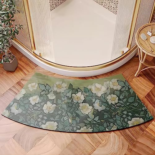 EUPXRHY Gebogene Duschmatte Schnelltrocknend, Duschvorleger Halbrund, Duschteppich rutschfest Waschbar, Super Saugfähige Kieselgur Badematte Eckdusche, Halbrunder Teppich,G,18x30inch/45x75cm