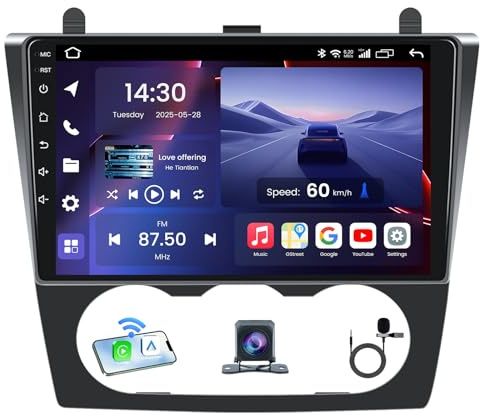 8Core 4G RAM Car Radio for Nissan Altima 2007-2012: Upgrade 9 inch 1280 * 800 HD Touchscreen Stereo with 5G WiFi 1080P Backup Camera Wireless Carplay Android Auto Bluetooth GPS FM DSP EQ (Manual A/C)