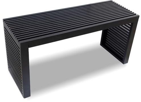 Yikaroeli 35'' inch Bamboo Black Bench for Entryway Dining Bench Home Decor Indoor Outdoor Kitchen Table Desk for Dining Room Living Room Bedroom End of Bed