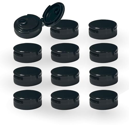 Pinnacle Mercantile Squeeze Bottle Caps - Black Replacement Condiment Caps, 38-400 Fliptop Lid, Dishwasher Safe, Made in USA, BPA Free - Ideal for Squeeze Bottle Lids