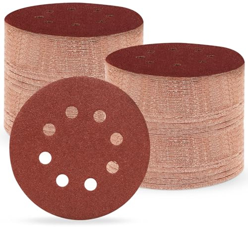 Huopueit 150 pièces disques abrasifs de 125 mm, 80 Grains Papier Poncer 8 Trous pour Ponceuse Orbitale Aléatoire (150 pièces, 80 grains)