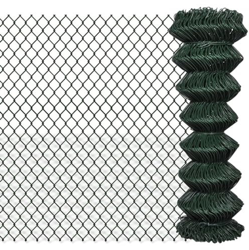 Juroupi Chain Link Fence Steel 1,25x15 m Green,Chain Link Fence,Garden Fencing,Chain Link Fencing,Garden Fencing Barrier-140345