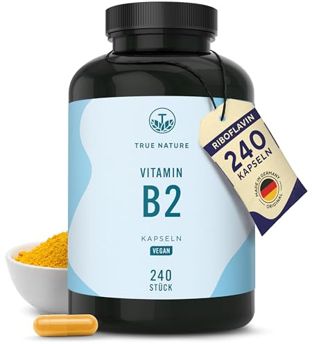 TRUE NATURE Vitamin B2 Riboflavin - Hochdosiert - 250mg/Tag - 240 Kapseln