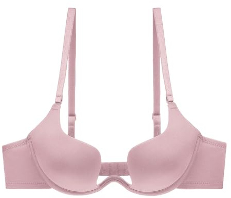 HLYLDL Women's Deep U Multi-Way Underwire Push Up Convertible Low Cut Plunge Bra Everyday Seamless