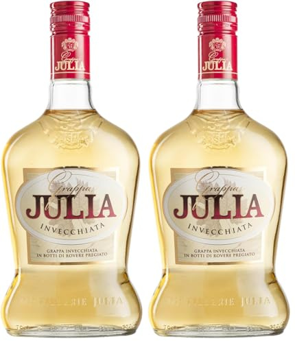 Julia, Grappa Invecchiata oltre 12 mesi in botti di rovere - 1 bottiglia da 700 ml (Confezione da 2)