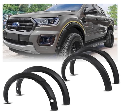 JHCHAN Kotflügelverbreiterung Ford Ranger Wildtrak Limited T8 2019–2022 mit PDC, 4 Zoll Radlaufverbreiterung Pickup Zubehör, ABS Matt Schwarz Radlauf Schutzleisten Steinschlag und Schmutz