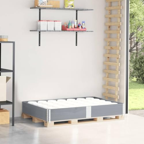 Juroupi Pallet Collar Grey 150x100 cm Solid Wood Pine,Pallet Collar,Versatile for Storage or Raised Garden Bed,Space Saving-4010303