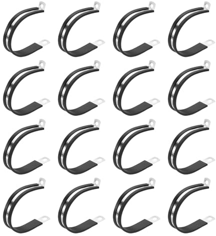 PATIKIL 2-1/4 Inch Cable Clamp, 16 Pack 304 Stainless Steel Rubber Cushioned Insulated Pipe Metal Clamp for Tube Pipe Hose Cable Wire Cord Installation