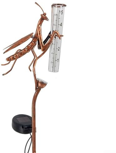Solarbetriebener Regenmesser – Gartenstecker – Statue, Dekoration, leuchtet im Dunkeln, Metall, Hofkunst, Outdoor, Rasen, Weg, Terrasse, Dekorationen