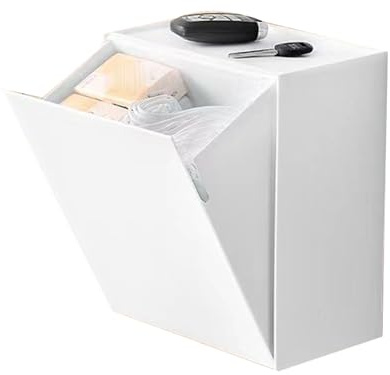Aufbewahrungsbox zur Wandmontage, Klappdeckel, platzsparend, großes Fassungsvermögen, Organizer für Wattestäbchen, ideale Wandaufbewahrungslösung (weiß)