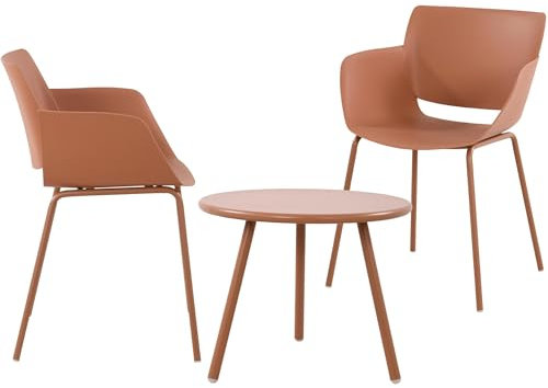 CLP Sitzgruppe Minota für den Garten I Set aus Tisch Minot und Stühlen Alpena I Outdoor-Set wetterfest und UV-beständig I Gartenmöbel, Farbe:Terracotta, Set-Inhalt:2 Stühle