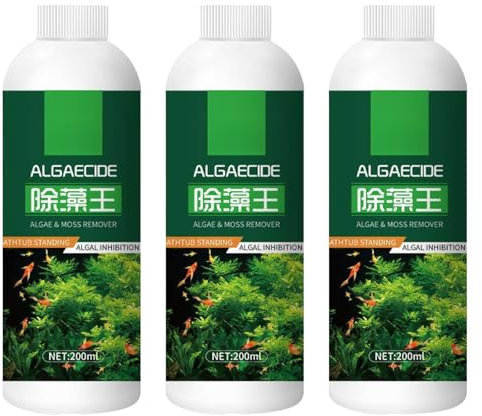 Fish Tank Algae Remover, Algae Remover Aquarium Fish Tank Cleaner, Clear Moss Green Water and Algae, Prevents The Growth Of New Algae, Friendly Healthy for Fish Plant, Fish Tank Cleaner, 200 ml (3PCS)