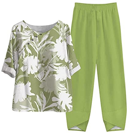 Generisch Damen Zweiteilige Outfits Leinen Freizeitanzug Sommer Tank Top und Shorts 2 Teiler Hosenanzug Casual Einfarbig Jogginganzug Elegant Leicht Loungewear mit Taschen Strand Leinenanzug Outfit