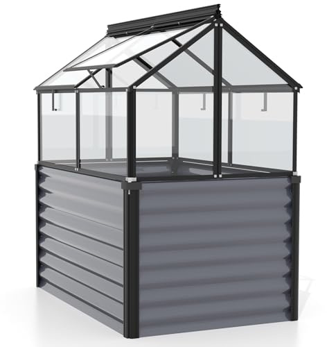 Vitavia Hochfrühbeet „Paris“ | Granit/Schwarz, 3 mm ESG Sicherheitsglas | Hochbeet & Frühbeet in einem | Wetterfest & Langlebig | Abnehmbarer Frühbeetaufsatz | Optimale Wachstumsbedingungen