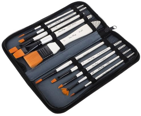 HOODANCOS Künstlerpinsel-Set Für Ölmalerei Professionelle Pinsel Mit Weichen Borsten Praktisches Malpinsel-Set in Verschiedenen Und Formen Inklusive Stofftasche Für Transport Und