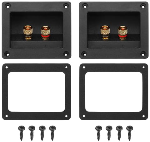 sourcing map 2Pcs 3 Inch Square Speaker Box Terminal Cup, 2-Way Subwoofer Plug Connector Double Binding Posts Spring Loaded Jack for Car Stereo Speakers Wire Sub Box