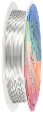 M METERXITY 0.5 mm/24 Gauge Copper Wire for Jewelry Making, 20.3FT Copper Beading Craft Wire for Jewelry/Weaving/DIY Crafting/Planting, Color-Retaining [6.2M, Bright Silver]