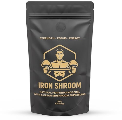 Iron Shroom Chocolate-Flavoured Functional Performance Fuel | Whey, Creatine & Mushroom Superblend with Lion’s Mane, Reishi, Chaga & Cordyceps | 300g | 30 Servings