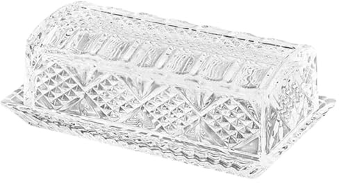 ULTECHNOVO Mantequera de Vidrio Rectangular con Tapa Diseño Recipiente para Mantequilla y Snacks Elegante para Cocina y Mesa