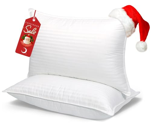 COZSINOOR Bed Pillows for Sleeping Queen Size - Hotel Quality Set of 2 - Breathable Down Alternative Microfiber Filled for Back, Stomach, Side Sleepers, Cooling & Skin-Friendly